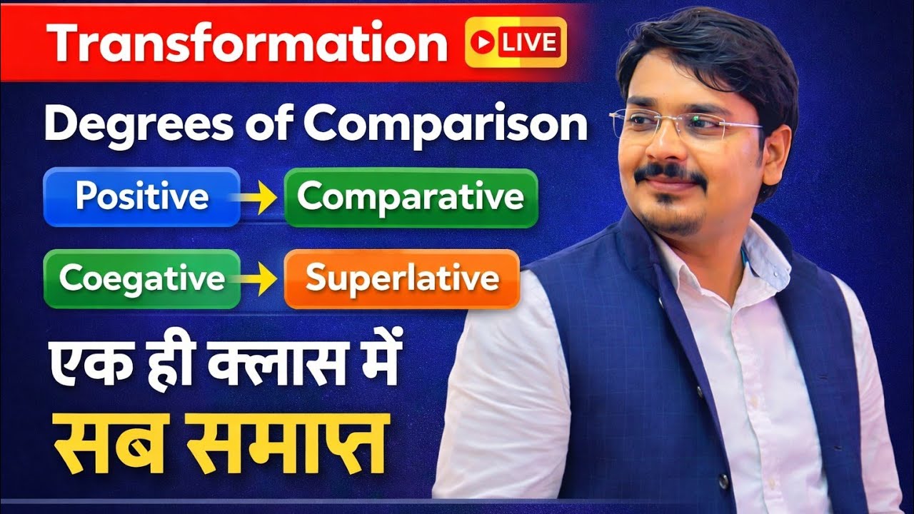 Transformation -Degrees of comparison -positive, comparative, superlative english by Ay sir 