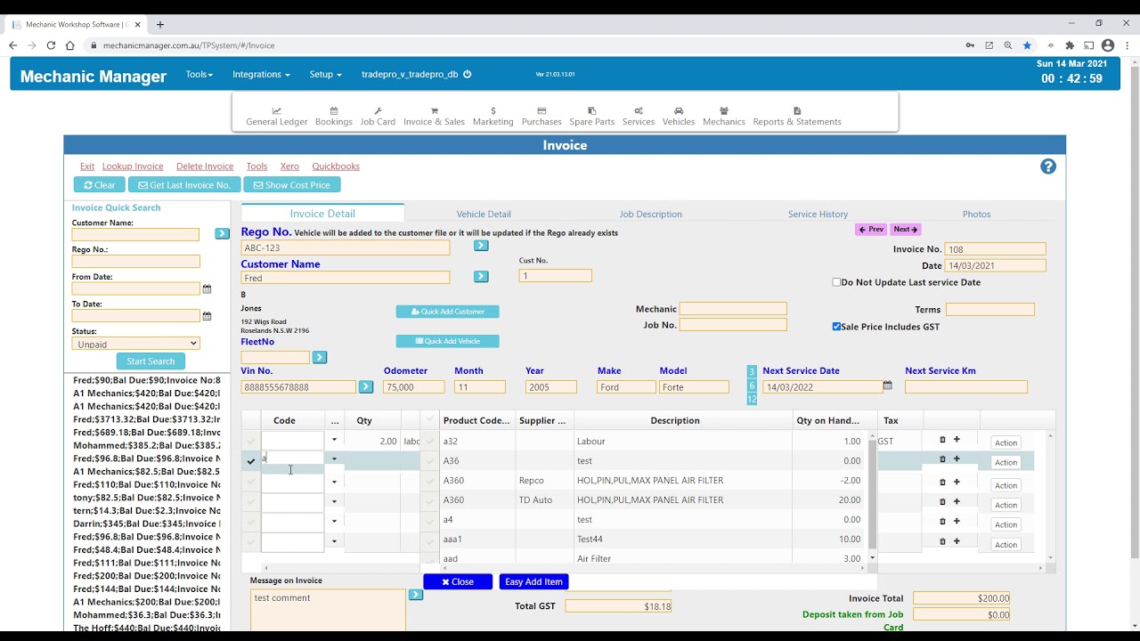 Mechanic Workshop Software