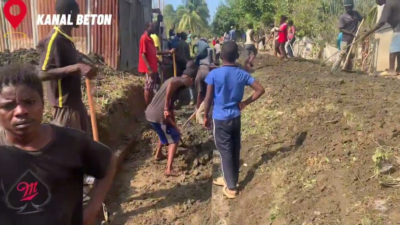 Travay kap fèt nan Leyogan sou KANAL BETON nan Matye
