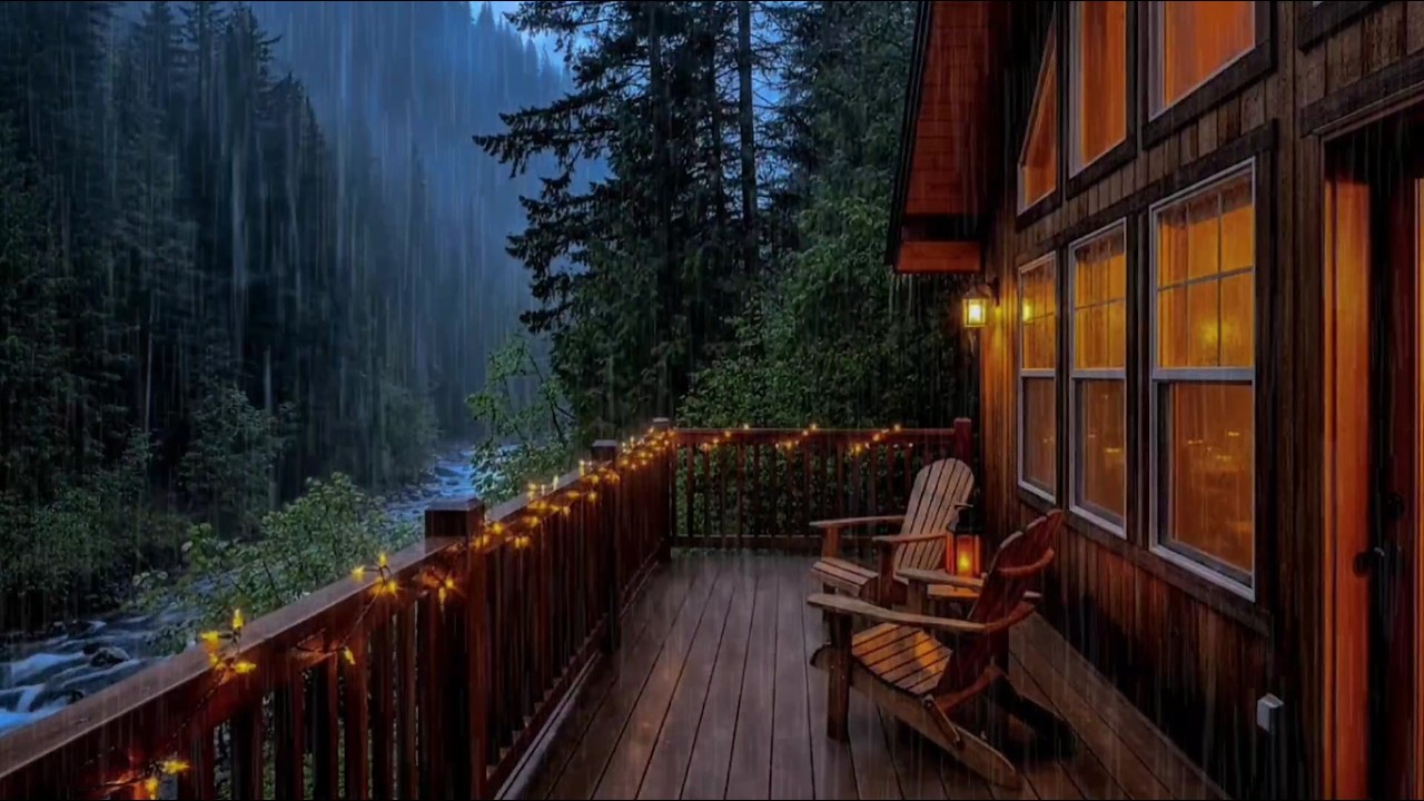 Instant Sleep in Minutes 😴 Heavy Rain on Cozy Wooden Cabin 🌧️ Warm Light Ambience
