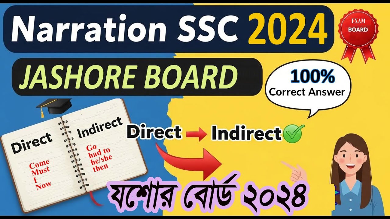 Narration Change SSC 2024 Jashore Board Full English Grammar Solution & Easy Explanation