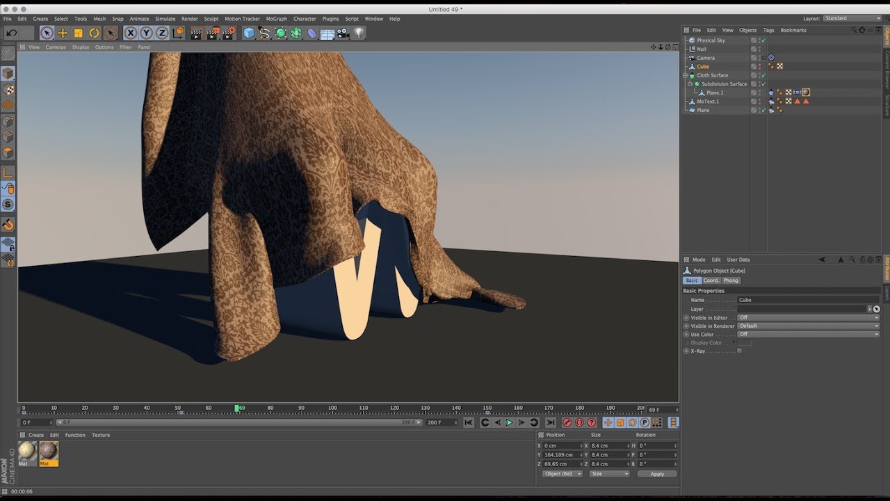 Lift Cloth Off to MoGraph Text in Cinema 4D Tutorial