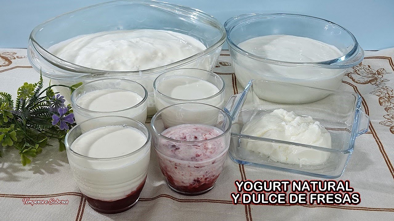YOGURT NATURAL PERFECTO SOLO 3 INGREDIENTES Y DULCE DE FRESAS PARA ACOMPAÑAR muy fácil de hacer
