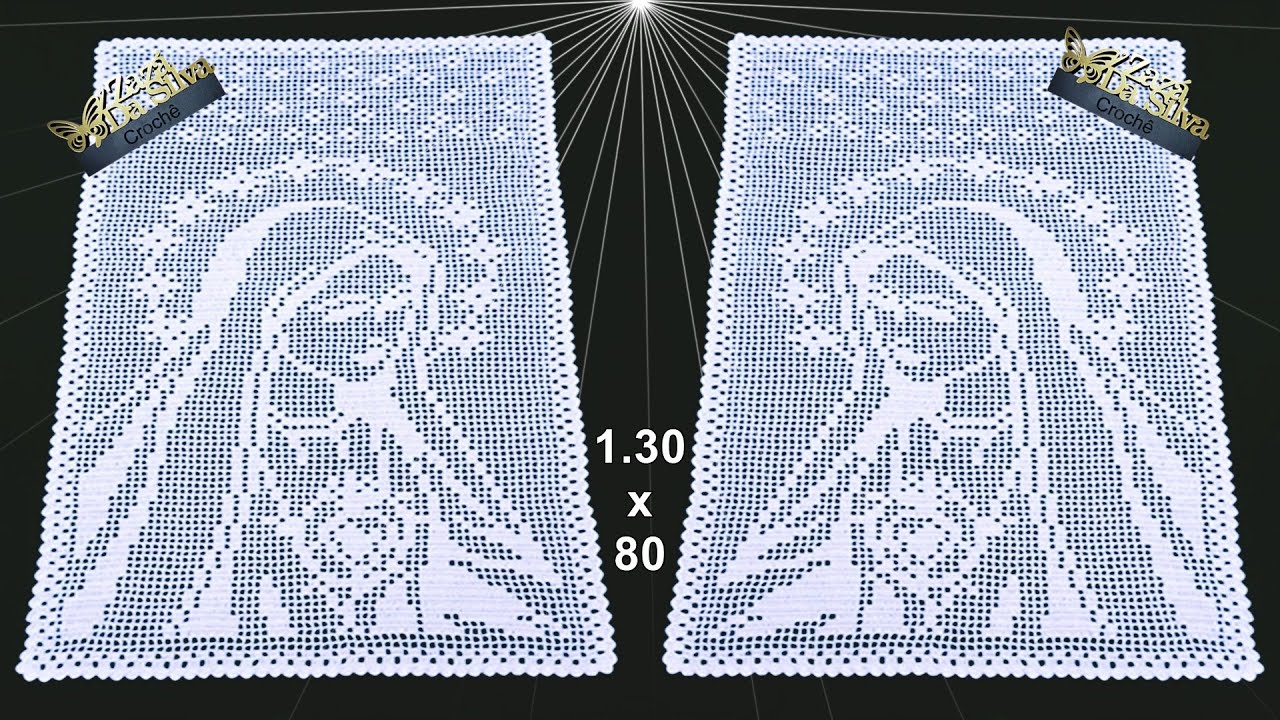 CAMINHO DE MESA OU CORTINA EM CROCHÊ FILÉ IMACULADO CORAÇÃO DE MARIA ZAZÁ @ZAZÁSÎLVÁCROCHÊ