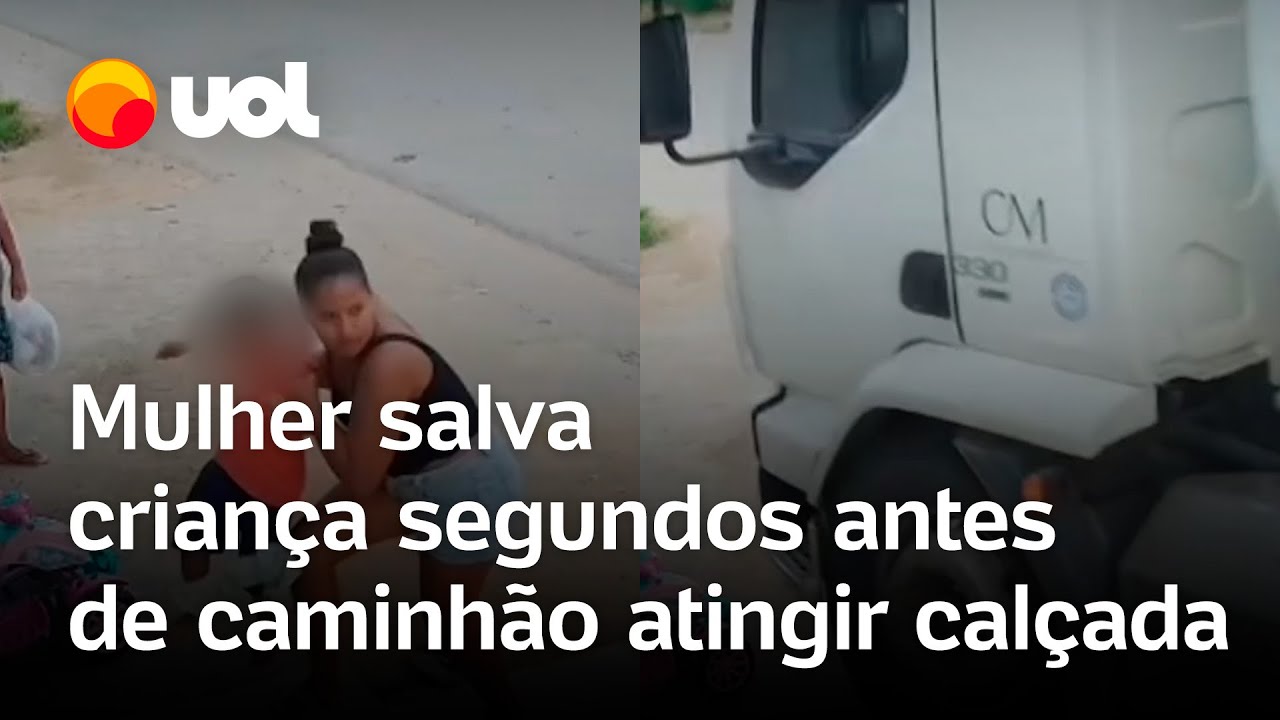Mulher salva criança segundos antes de caminhão sem freio invadir calçada em PE; vídeo