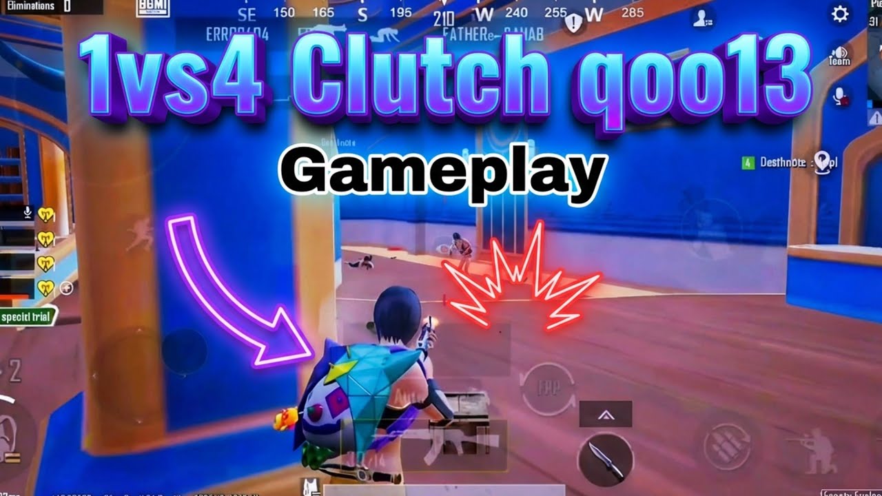 1vs4 Clutch 💀 || I Qoo 13 Gaming 🎮 || Vishu PlayzZz 