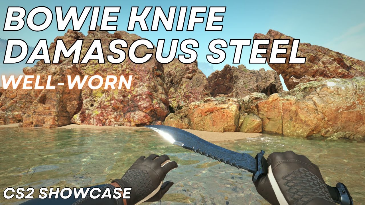 Bowie Knife Damascus Steel (Well-Worn) | CS2 Skin Showcase #1828