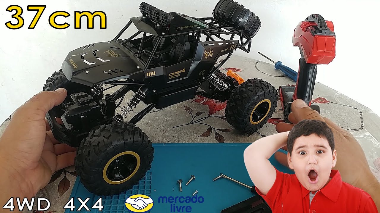 UNBOXING Carrinho de Controle Remoto 37cm 4WD 4x4 1:12 Off Road GRANDE 2,4ghz RC Rally MERCADO LIVRE