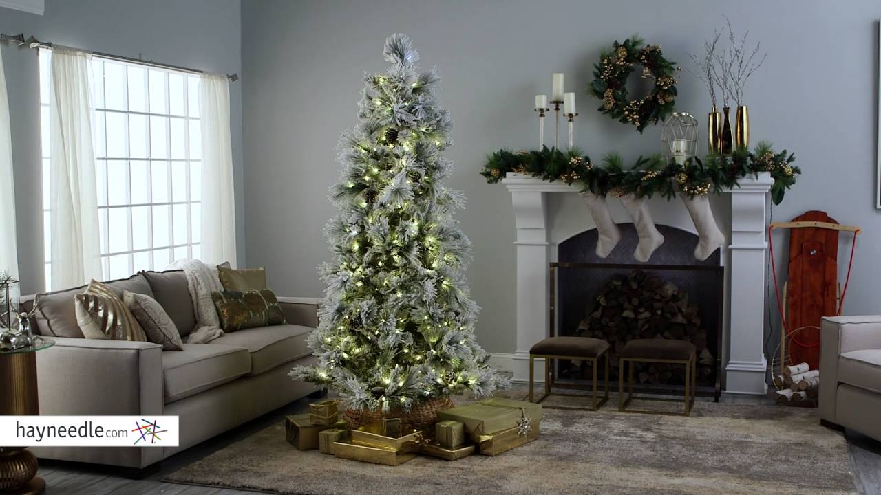 Lightly Flocked Snowbell Pine Pre-Lit Full Christmas Tree - Product Review Video