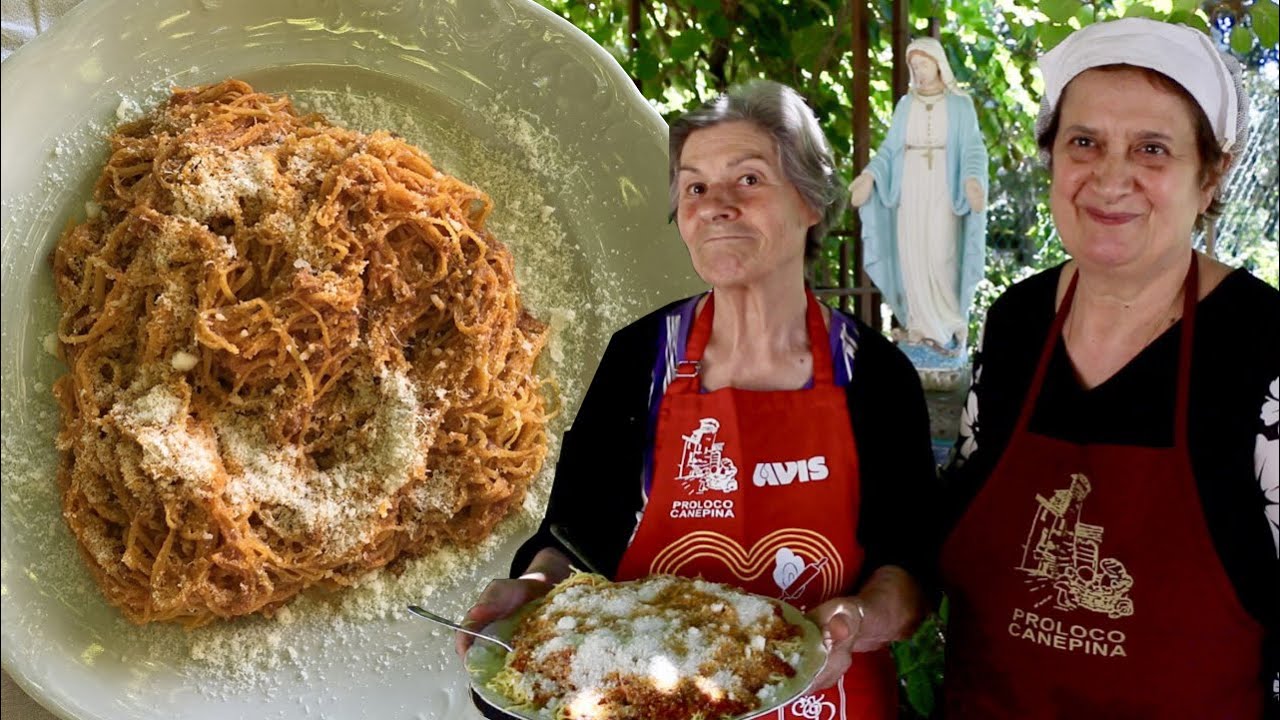 Pasta Grannies make an angel hair style pasta from Canepina, Lazio!