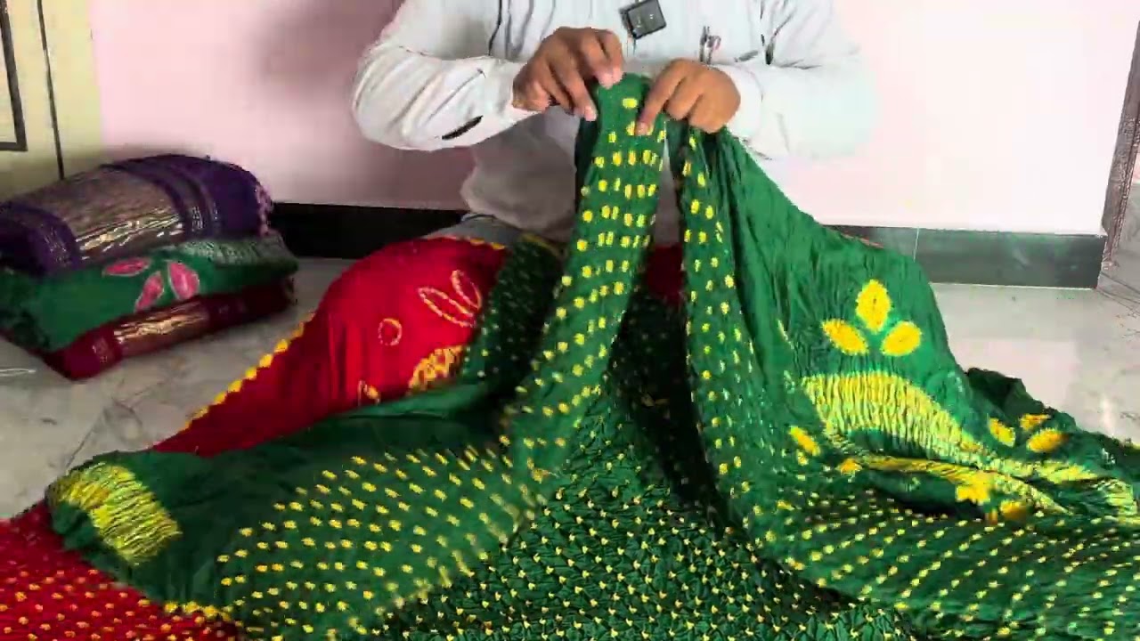 Modal silk colour Bandhani saree with shibori 