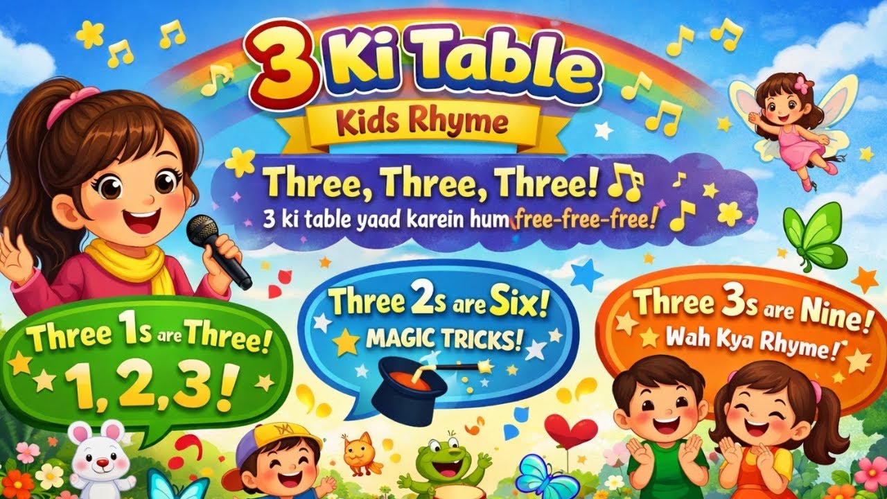 3 Ki Table 🥰 | Kids Rhyme 🎶 | Learn Multiplication Table of 3 | Fun Hindi Rhymes