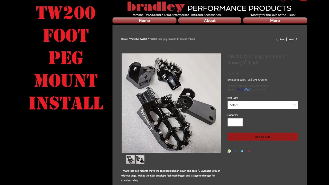 Bradley Performance TW200 Foot Peg Mounts - Install