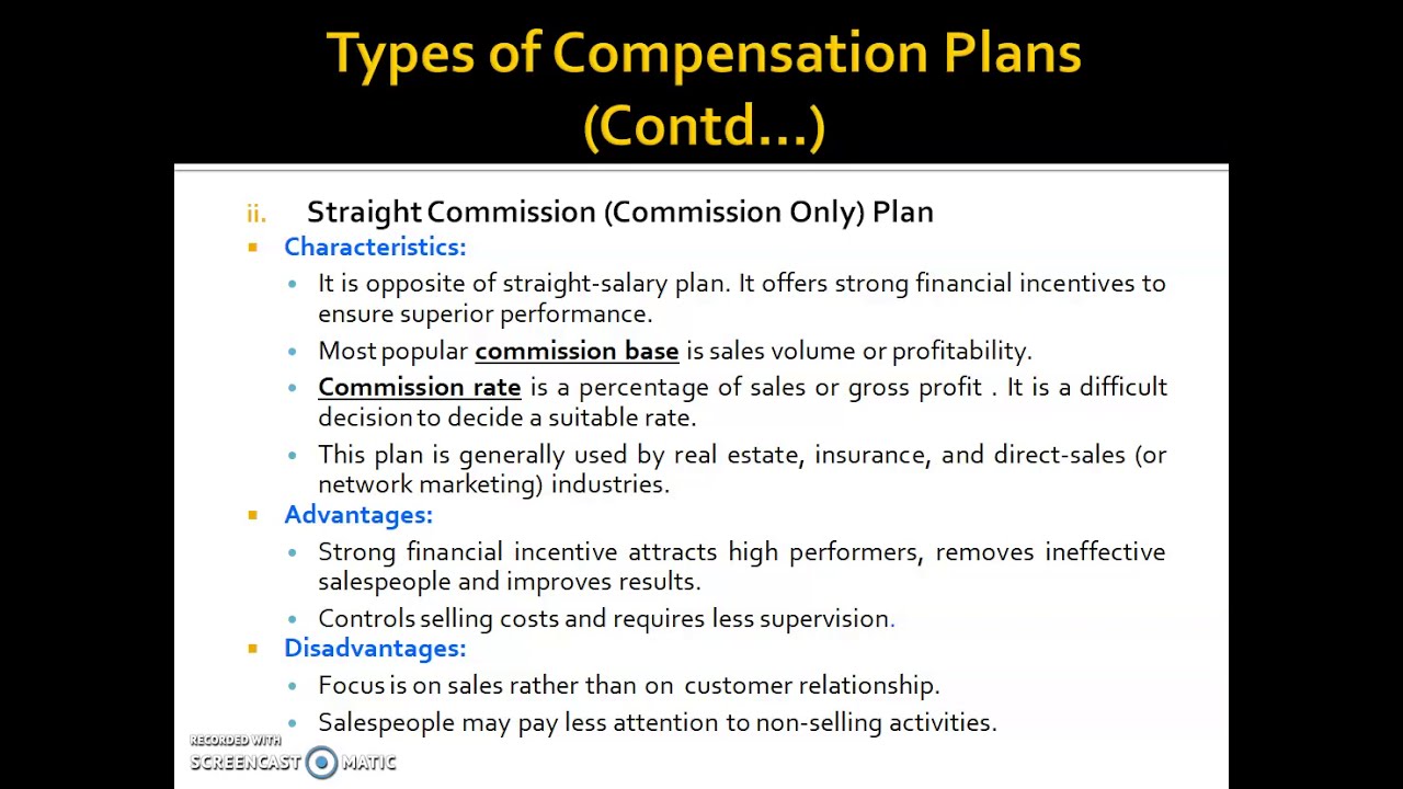 Topic 16.4 - Types of Compensation Plan - Straight Commission Plan