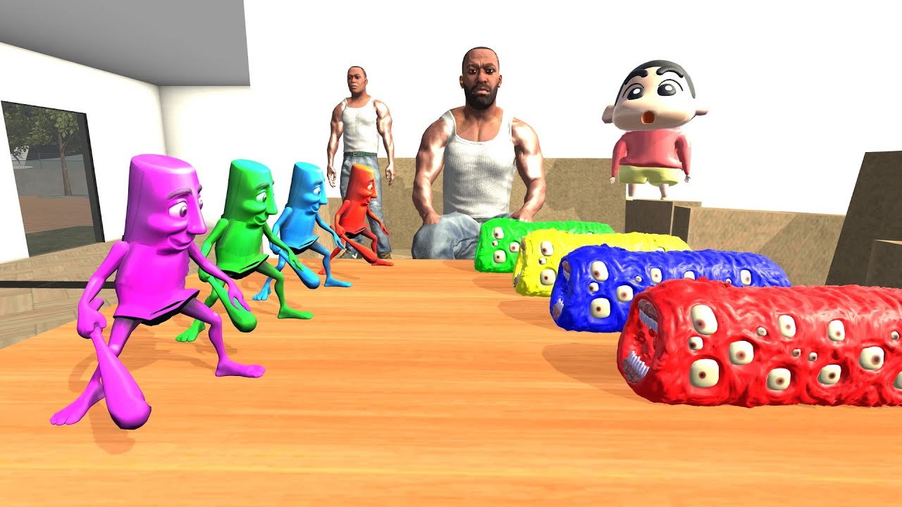 Tiny Train Eaters vs Tiny Colorful Tung Tung Sahur & Franklin In Indian Bike Driving 3d 