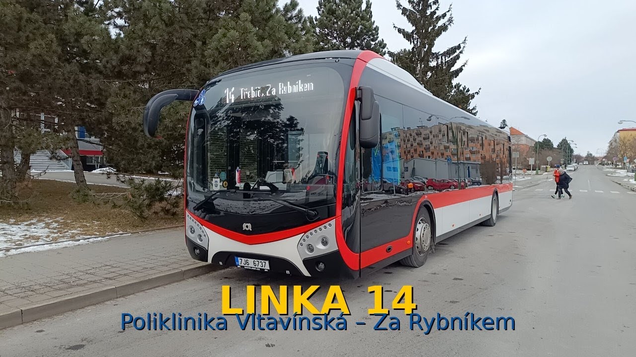 Třebíč - MHD linka 14 - Poliklinika Vltavínská - Za Rybníkem přes Stop Shop a Poušov