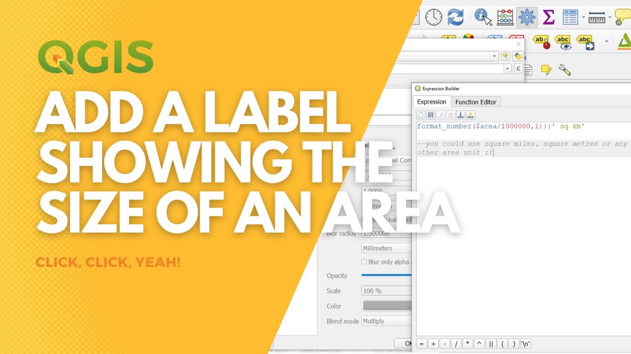 Label polygon with area units in QGIS