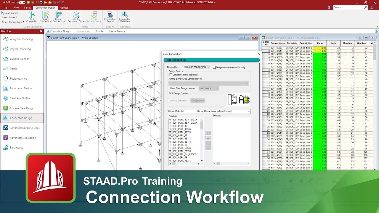 Understanding the Connection Design Workflow in STAAD.Pro