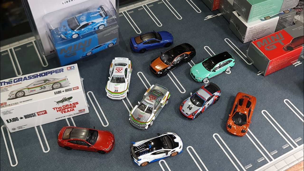 V2 Mini GT Ep70 LB HURACAN Gravity UK, McLaren F1 Yquem, STO White, 911Martini,Kaido GRASSHOPPER R34