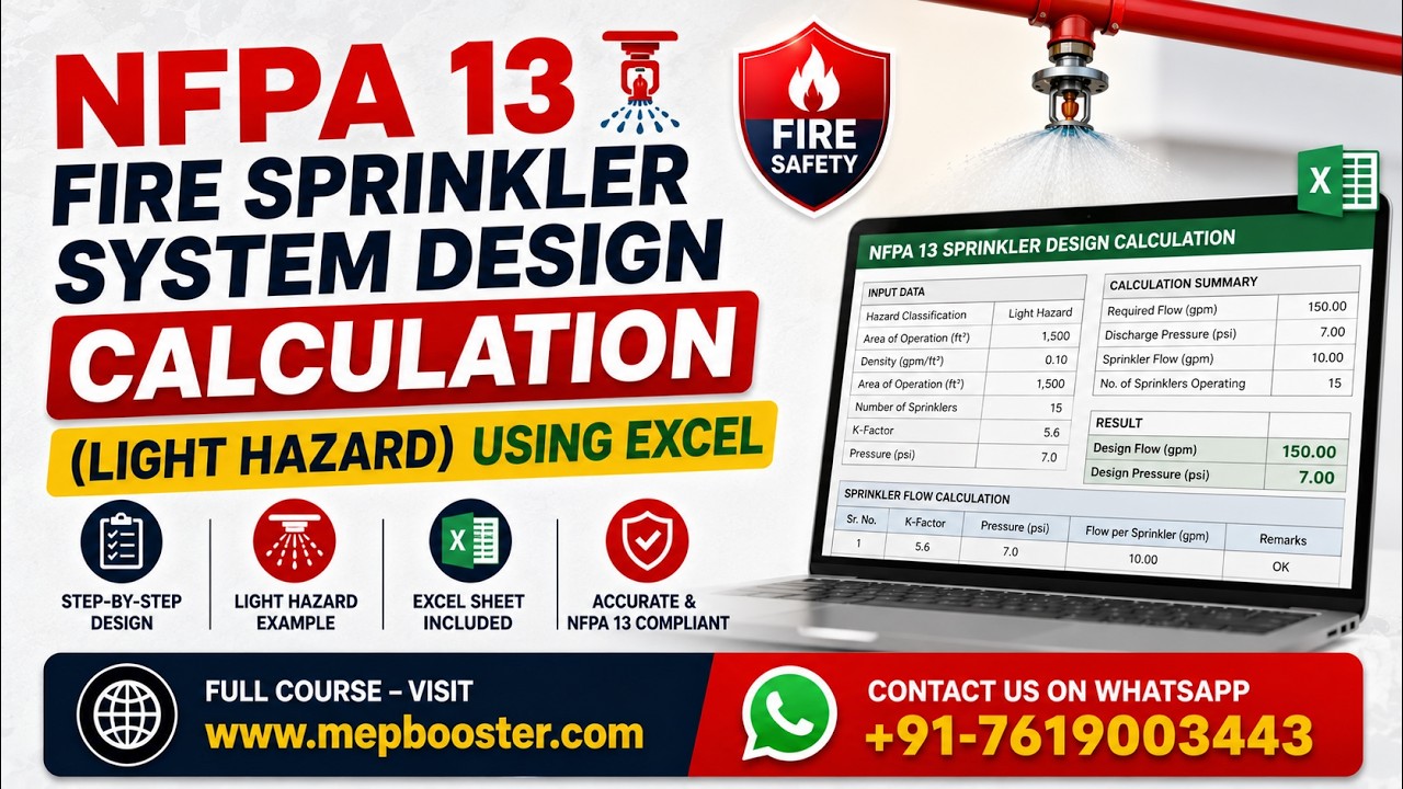 NFPA 13 Fire Sprinkler System Design Calculation (Light Hazard) Using Excel