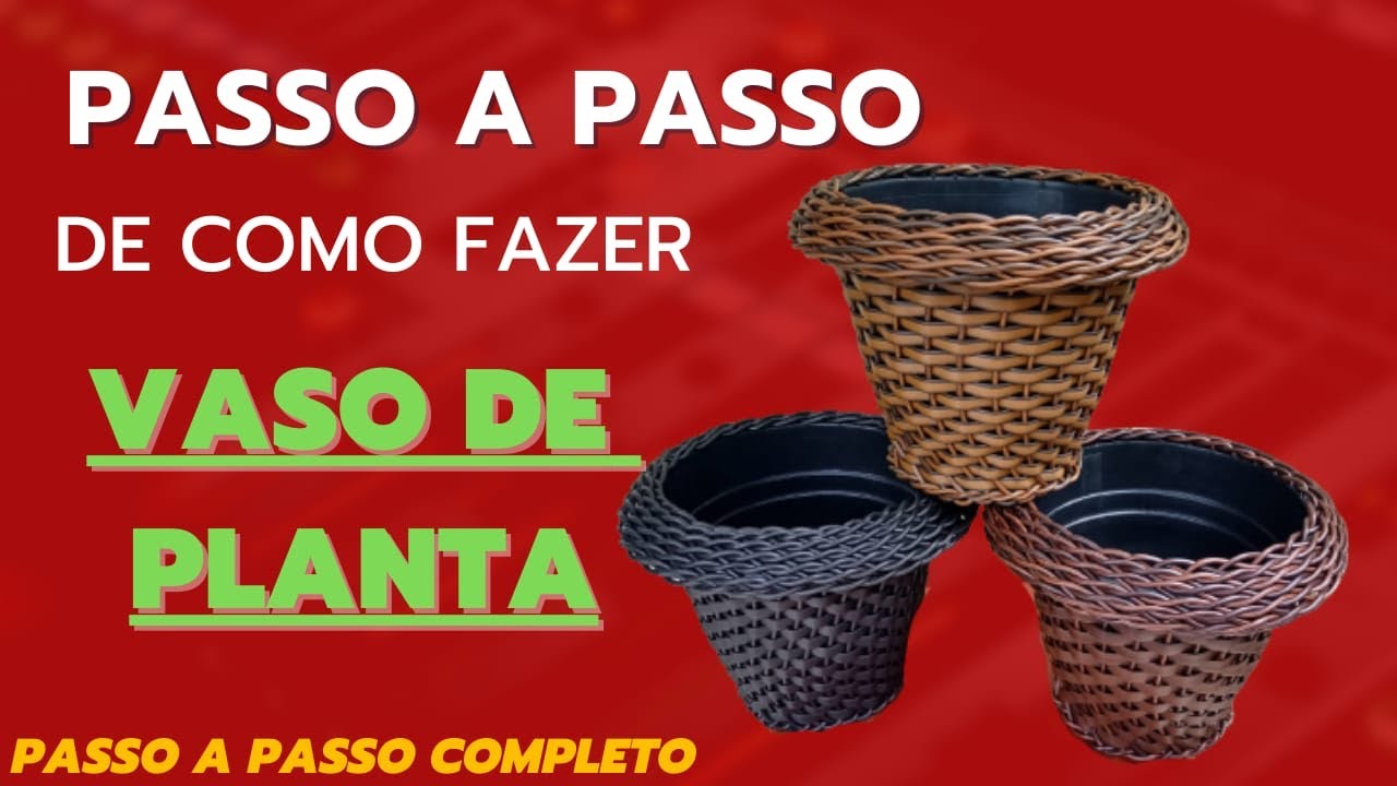 Passo a passo de como fazer vaso de Planta com fibra sintética #artesanato  #fibrasintetica #junco