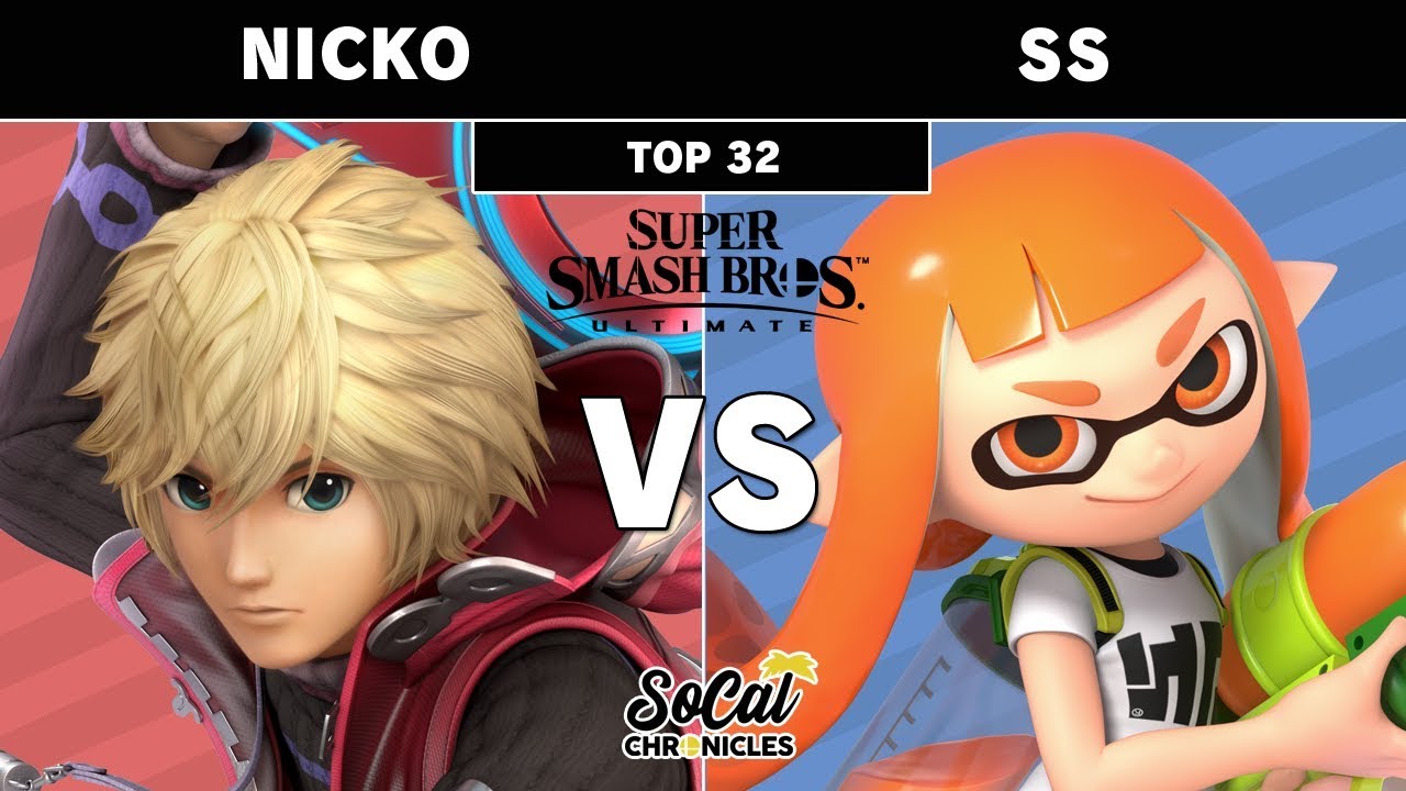 Smash Ultimate Tournament - Nicko (Shulk) vs SS (Inkling) Winners Top 64 - Socal Chronicles