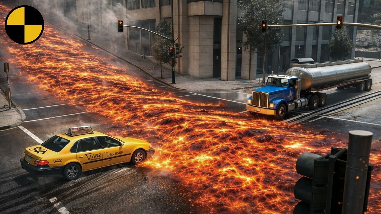Cars vs Lava Crosses Road #2 😱 BeamNG.Drive