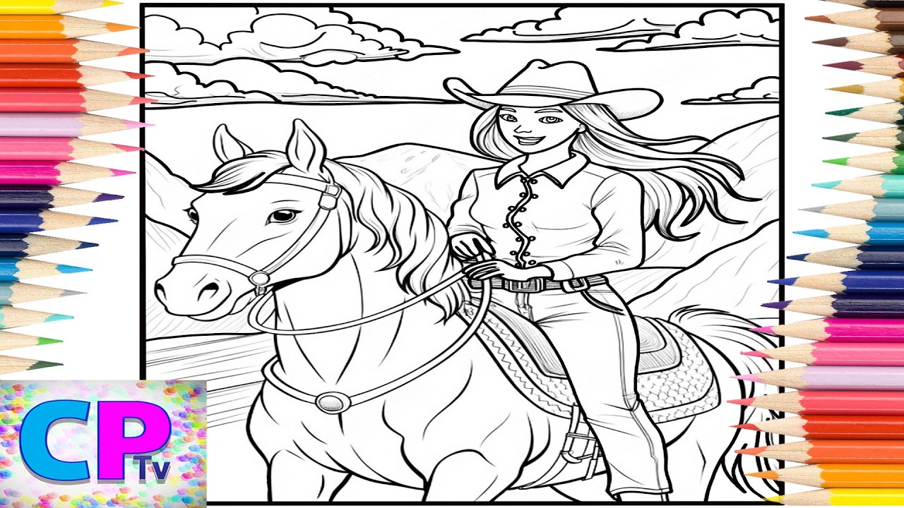 Horse Riding in the Wild/Girl Takes Care of Her Horse/Art Therapy/Relaxing Coloring Pages/Drawing