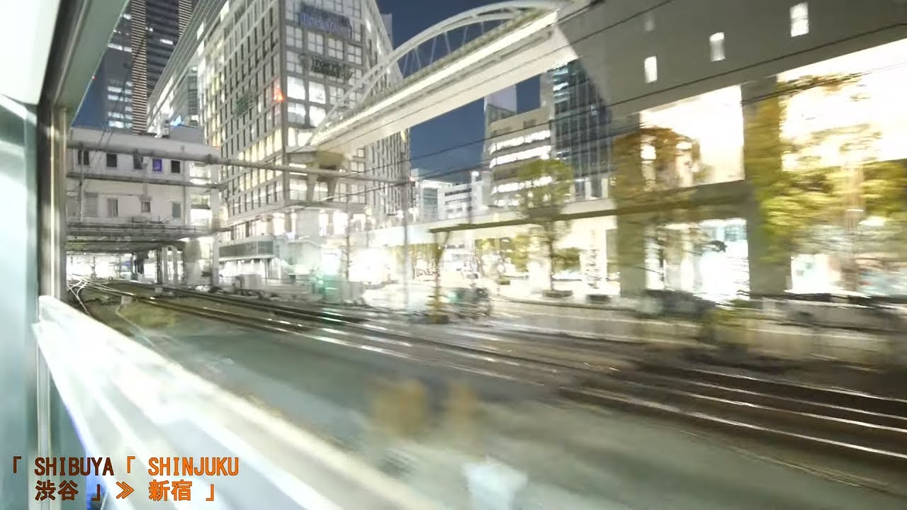 「湘南新宿ライン(快速)」車窓[右斜][窓開]「夜景」(横浜－新宿)「E231系」[字幕][4K]JR Shonan Shinjuku Line[Window View]2020.04