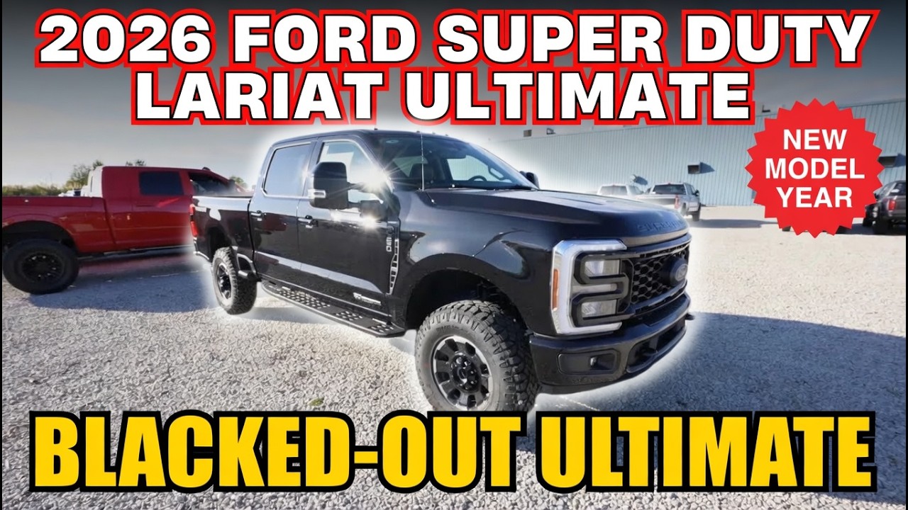 Ford F350 Lariat 2026 года, ультимативный черный внешний вид, Tremor
