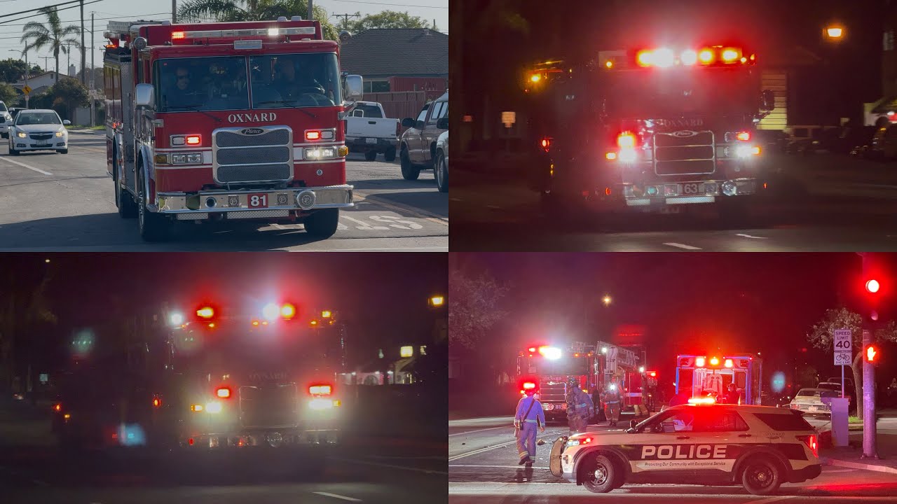 Oxnard Fire Department Engine 63, 81, 84; Truck 81 & Gold Coast Ambulance 665 & 662 Responding 