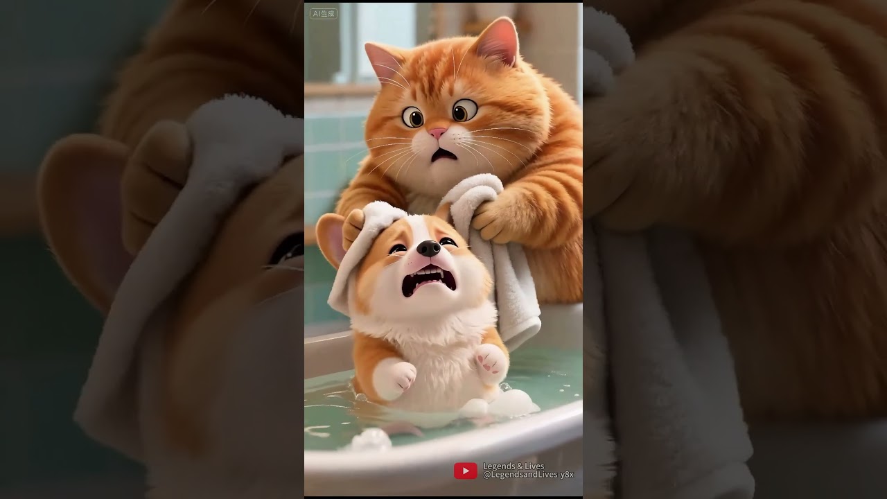 Monkey Blames Corgi &mdash; But Orange Cat&rsquo;s Spring Trap Sends Him Flying! 🐒💥🎨  #cutdog #funny #cat