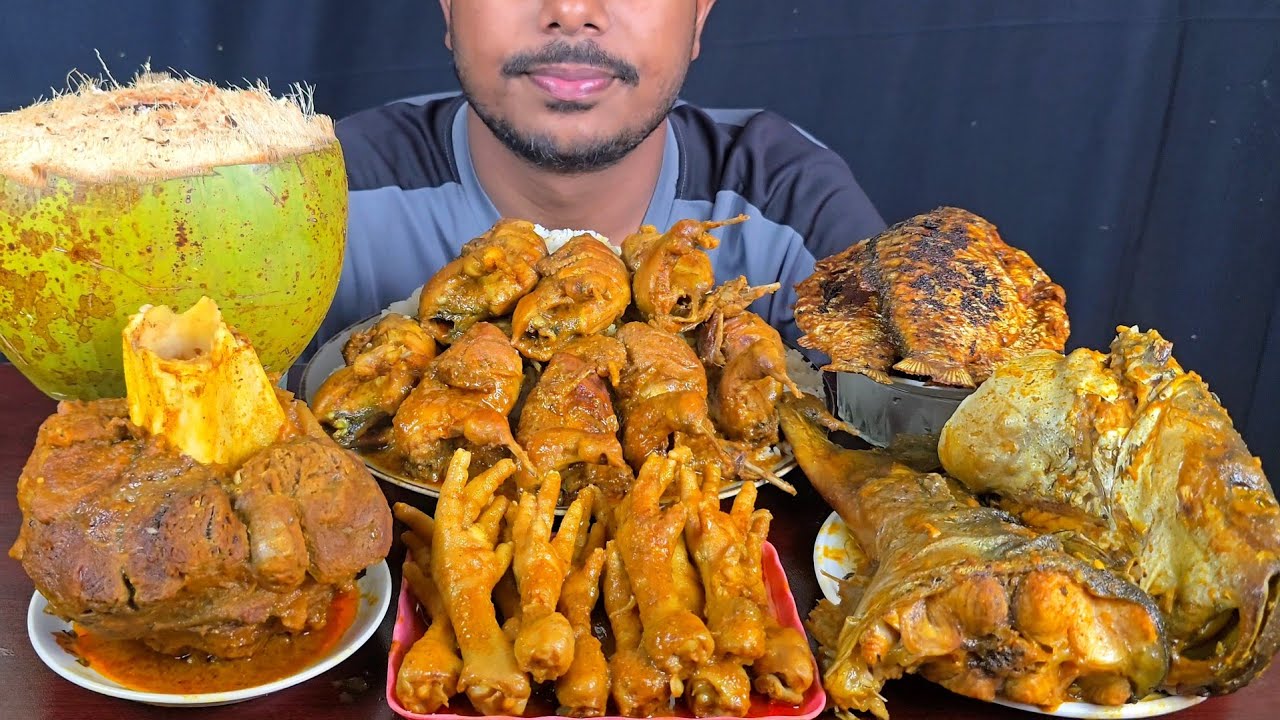 Eating Spicy Qulil Curry,Fish Fry,Beef Nalli,Fish Curry,Chicken Feef With Rice || Asmr Mukbong Show