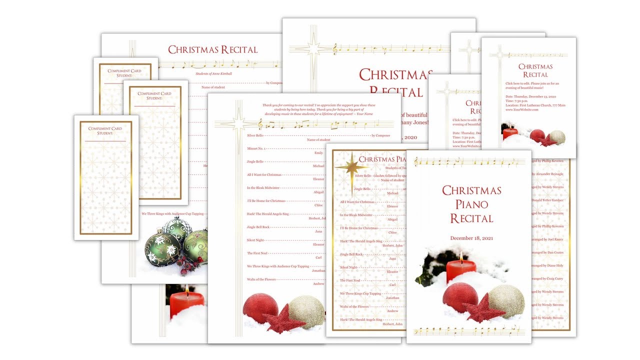 Christmas Recital Program Template Package - Editable!