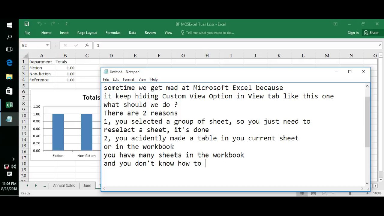 Excel Solution:  Custom View Option is disable or greyed out
