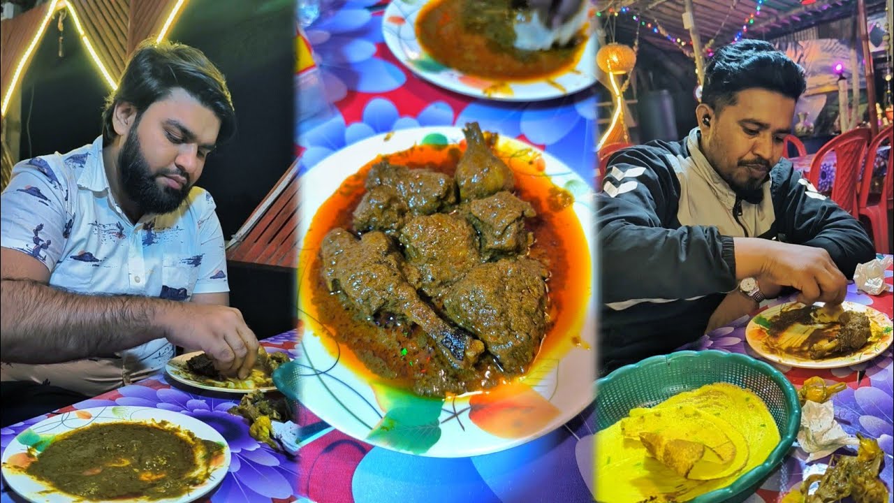Delicious Spicy Duck Curry With Chapti Ruti, Street Food Of Bangladesh.