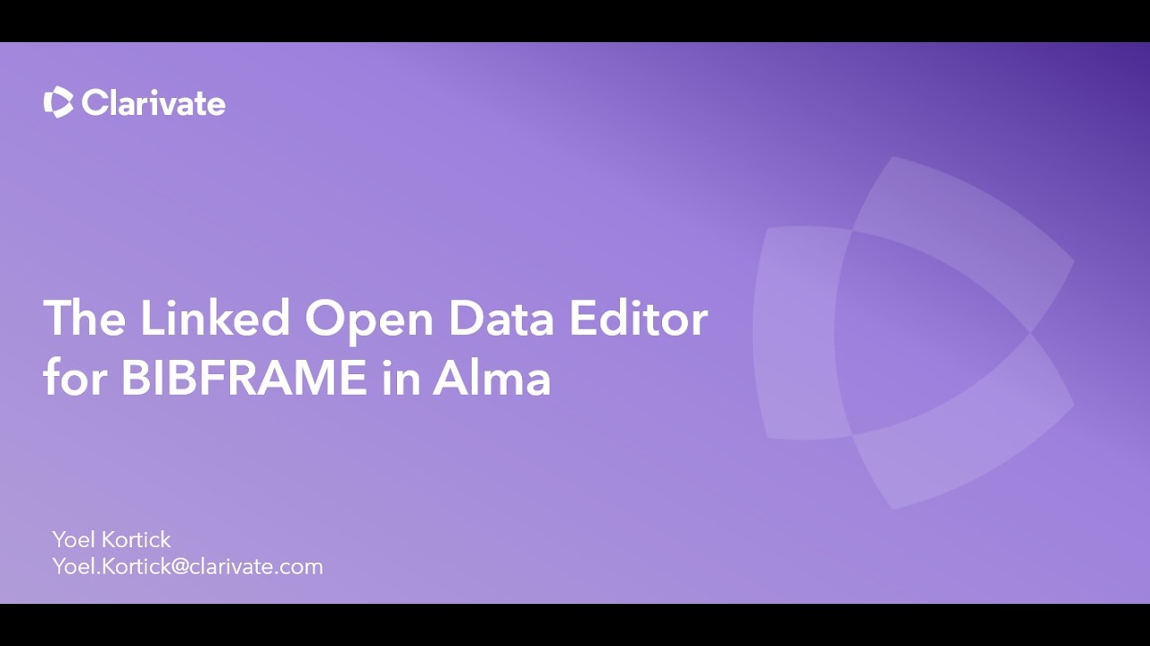 The Linked Open Data Editor for BIBFRAME  (March 5, 2026)