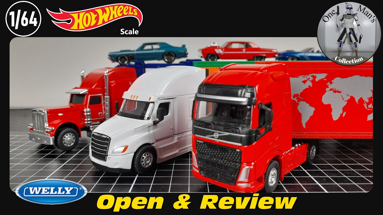 Welly 1:64 Truck for Hot Wheels Diorama - Volvo FH and Freightliner Cascadia