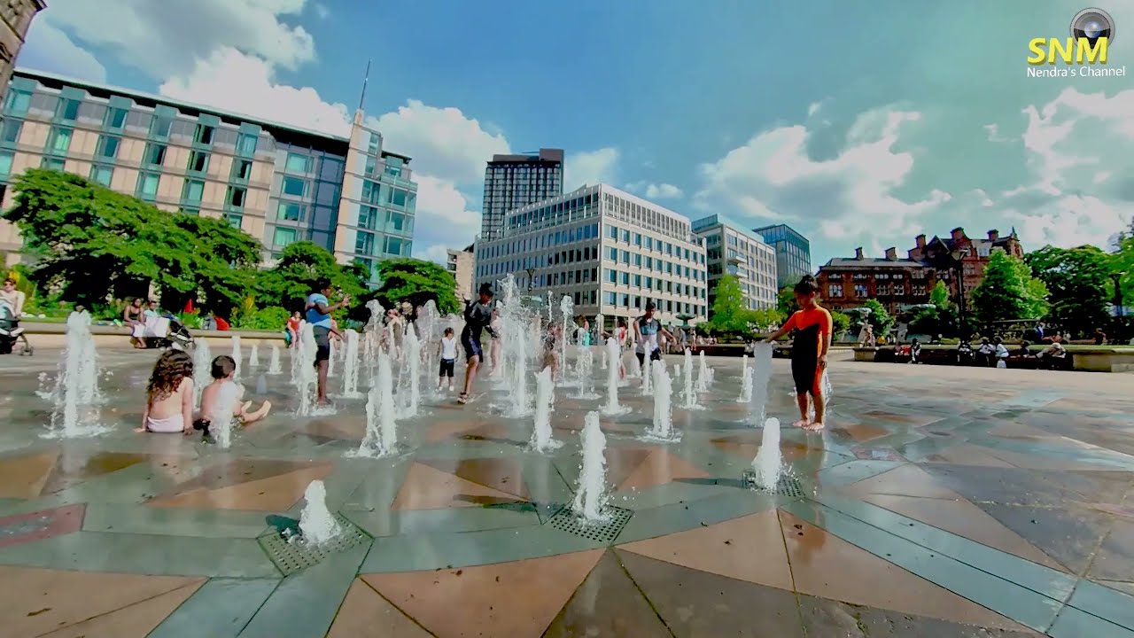 Peace Garden Sheffield City Centre Tour in a Summer Day