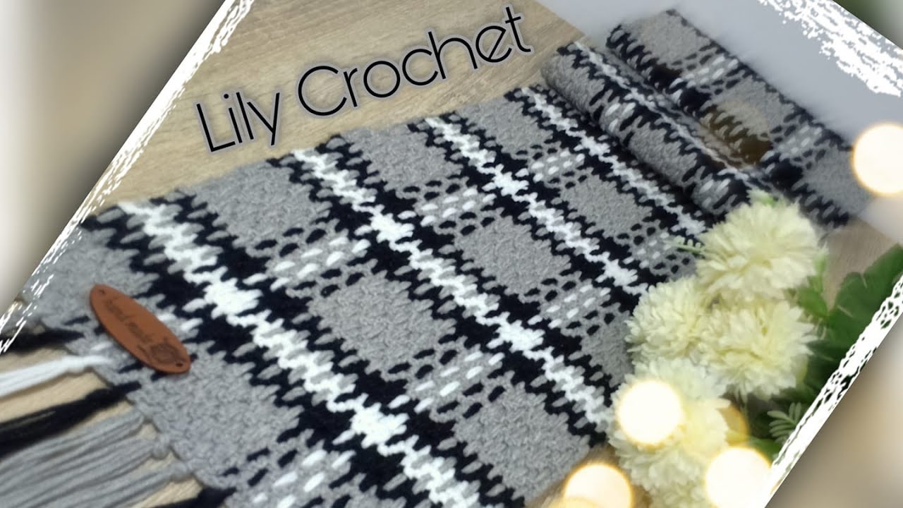 plaid crochet scarf tutorial كوفية كروشيه كاروهات