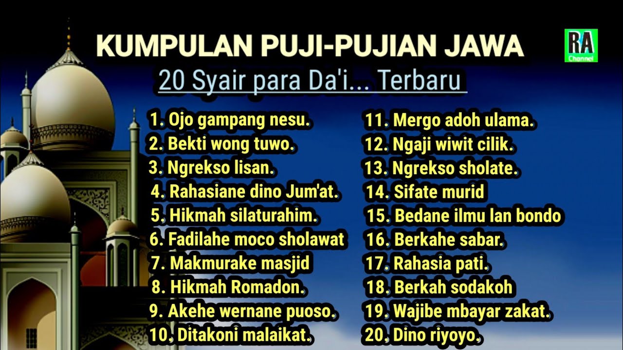 Kumpulan PUJI-PUJIAN JAWA || 20 Syair para Dai ... Merdu & Terbaru