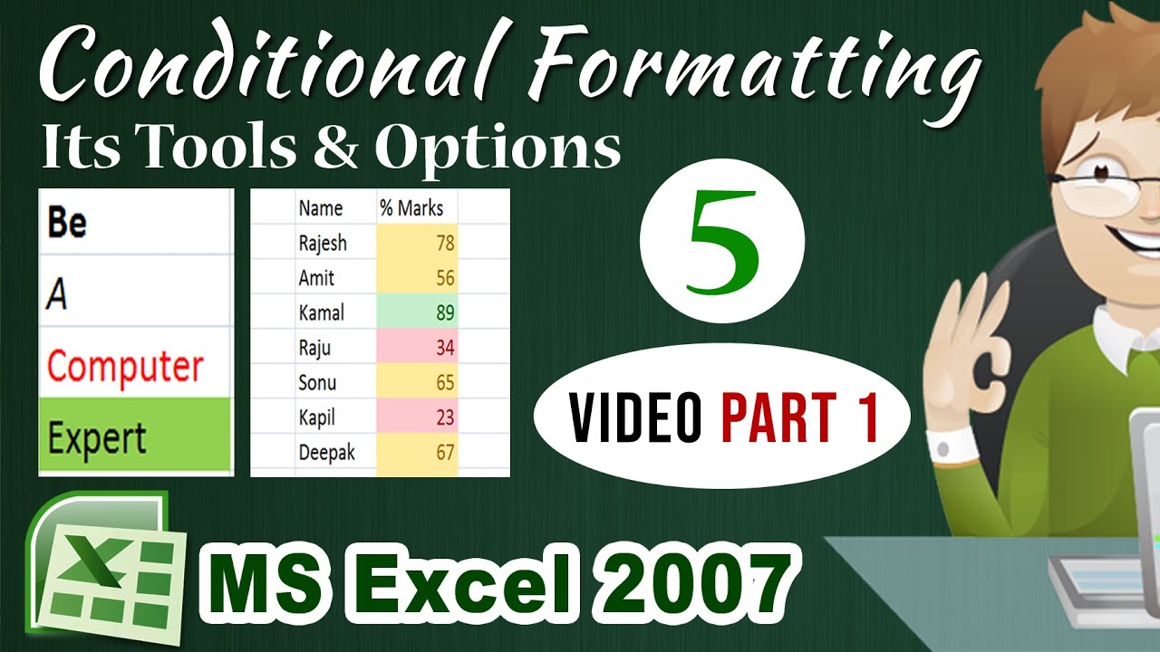 #1 Conditional Formatting in MS Excel 2007- Its tools & options with examples | Be A Computer Expert
