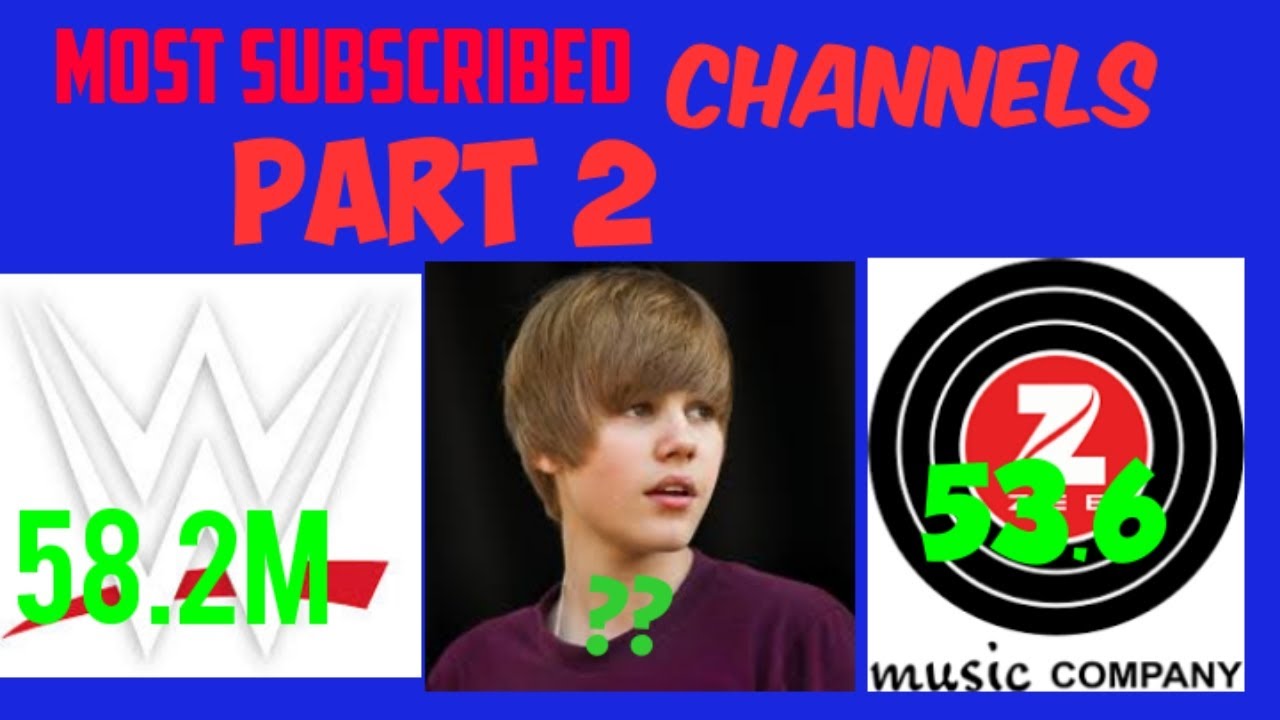 Most Subscribed YouTube channels| Must Watch | WWE | zee Music Company|Justin Bieber |ArhamWani #2 .