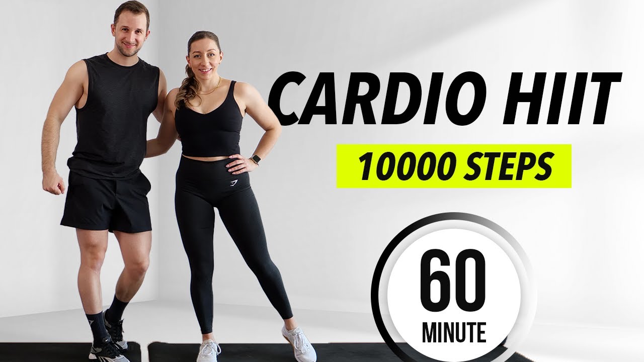 1 Hour Cardio HIIT Workout at home - 10000 steps for Fat Burn (No equipment)