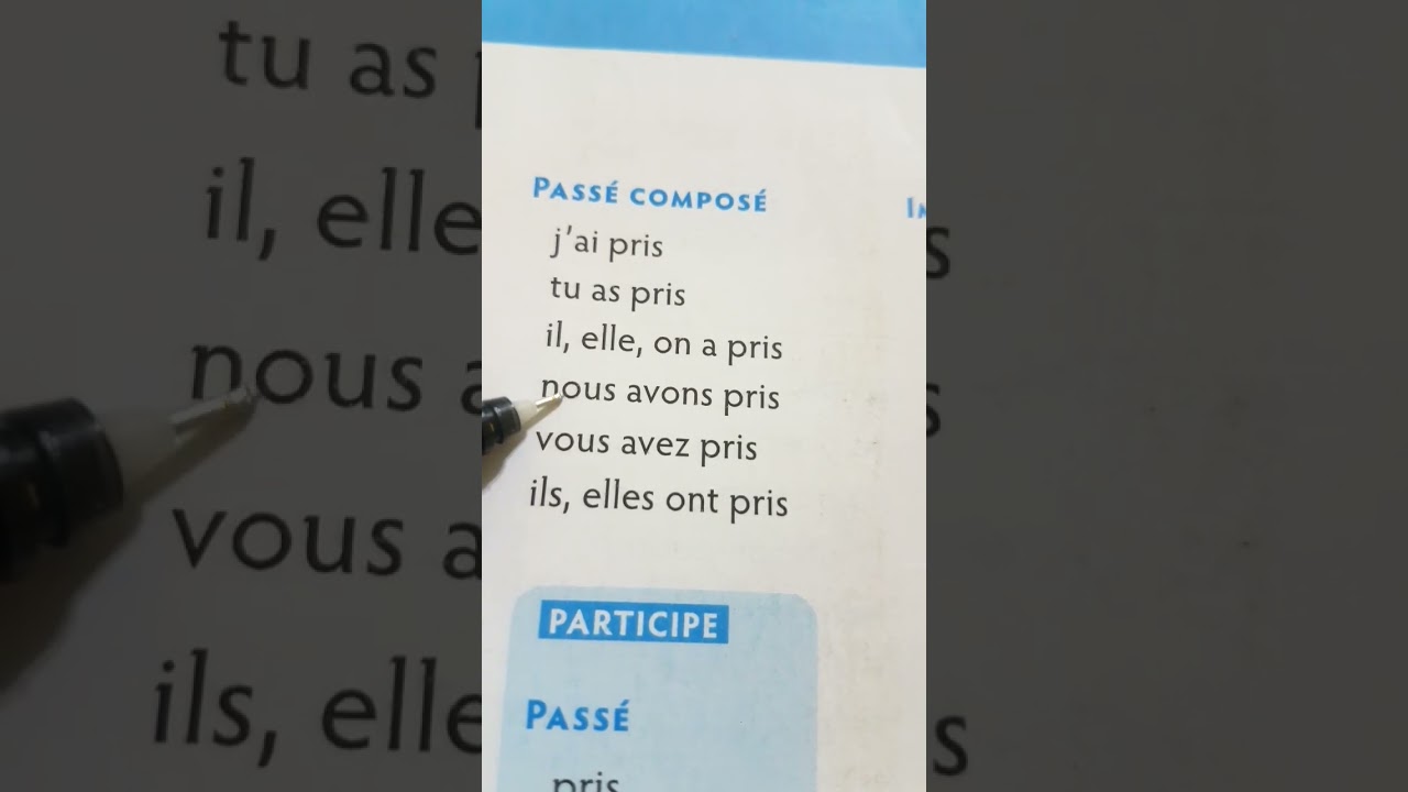 Prendre au pass&eacute; compos&eacute; #education#conjugaison#excel#francophone #maroc#french#francophone