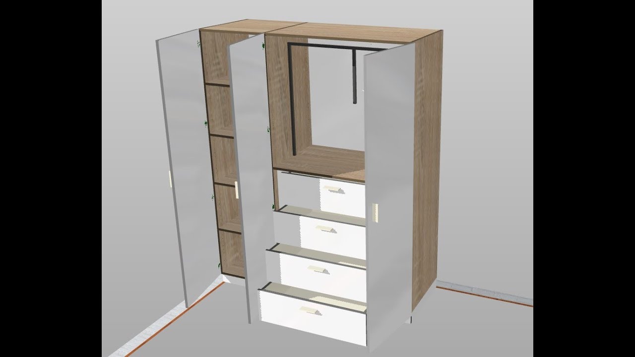 TrunCAD 20XX | Garderobe mit Frontschubladen als Innenauszüge