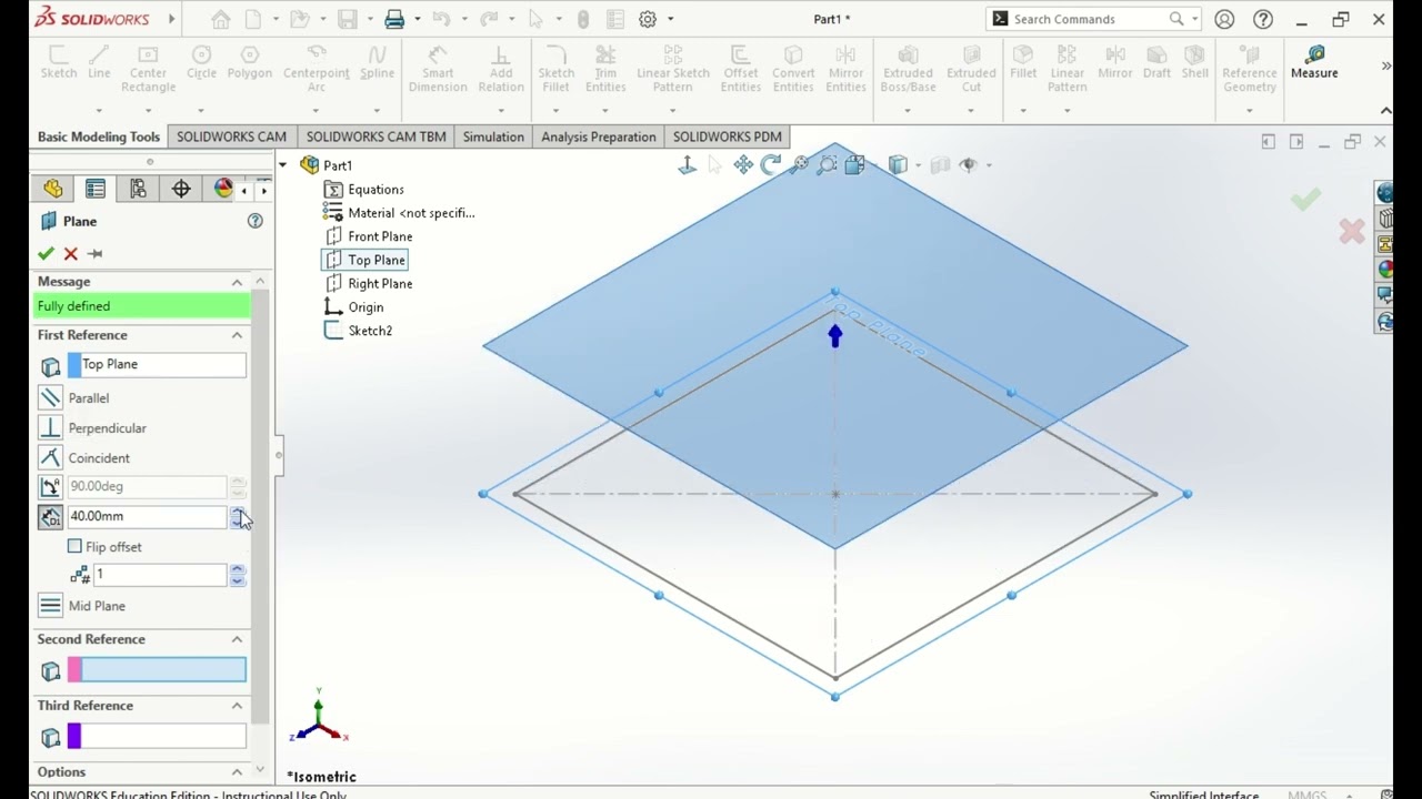 Solidworks - Loft (Square Pyramid)
