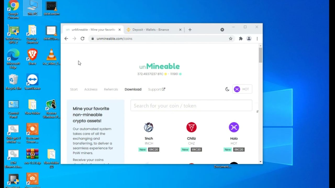 Как майнить криптовалюту с помощью пула Unmineable, PhoenixMiner и кошелька Binance.