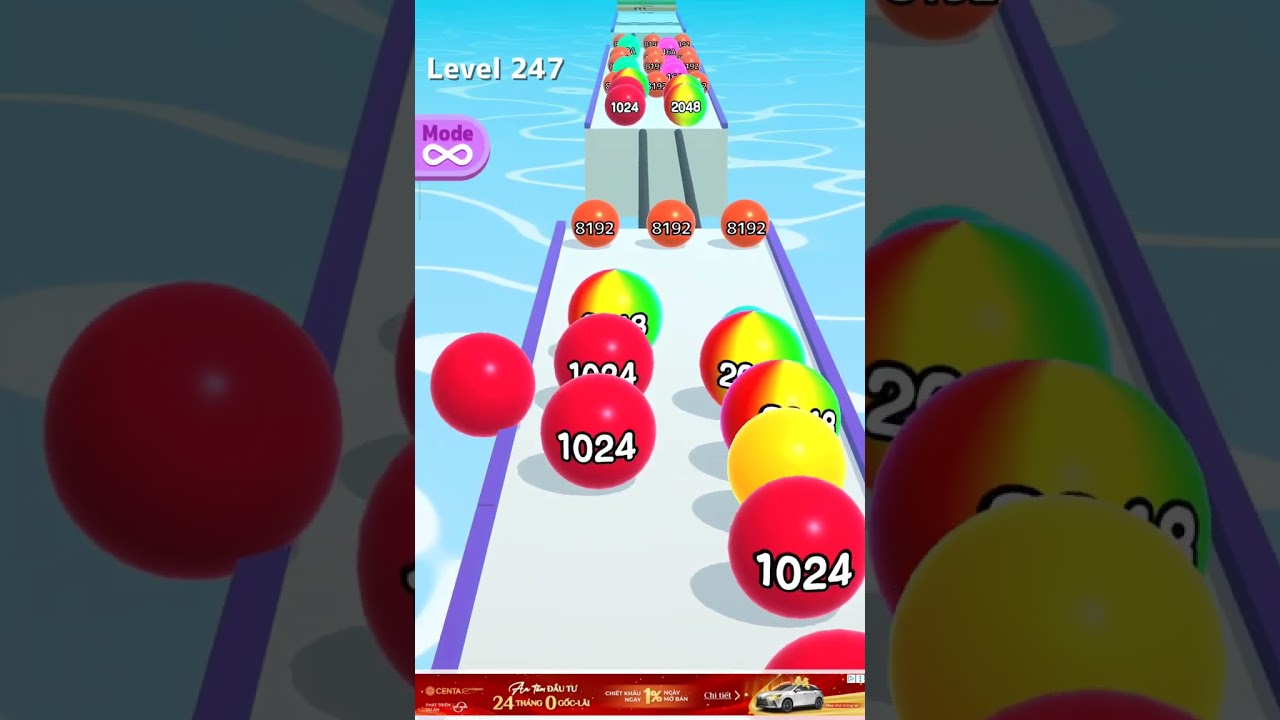Ball run 2048 add to level 237 to 272 but 2-1024A tilles