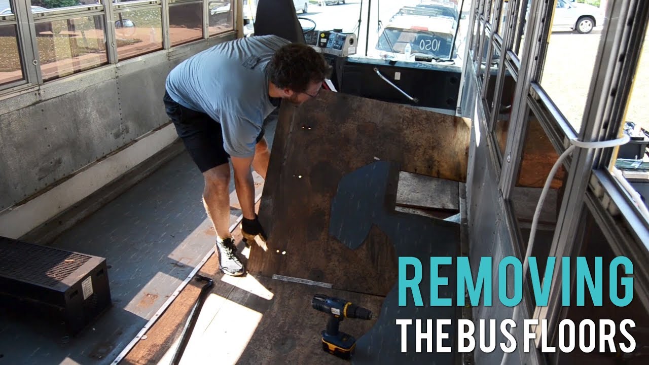 Skoolie Floor Removal and Treating Rust -- School Bus Conversion Episode #2